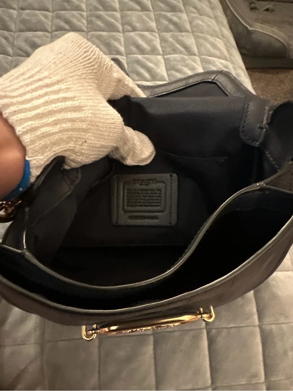 COACH Jade Saddle Bag Black Crocodile Embossed Leather Crossbody 91068